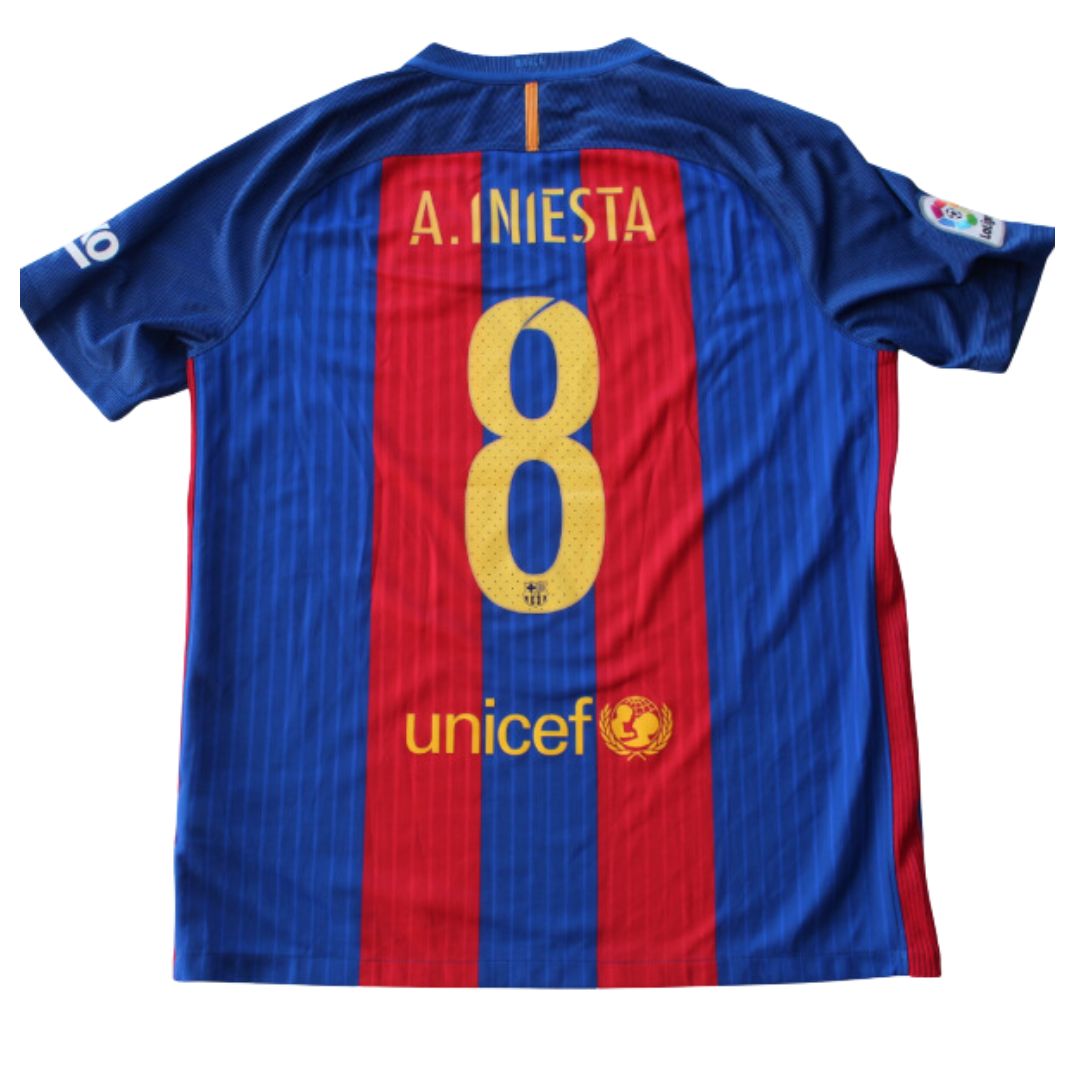 Maglia Store Ufficiale Iniesta Barcellona 2016-17, Modello Home, Taglia L - Come Nuova
